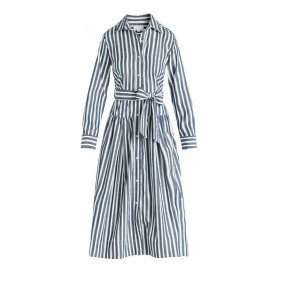Free Assembly Belted Cotton Maxi Shirtdress With Long Sleeves - Picture 4 of 13